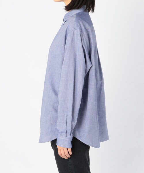 GYMPHLEX（ジムフレックス）の「Gymphlex | ワイドボタンダウンシャツ LOX WOMEN（シャツ/ブラウス・レディース・サックスブルー/アイボリー・14）」の8枚目の写真