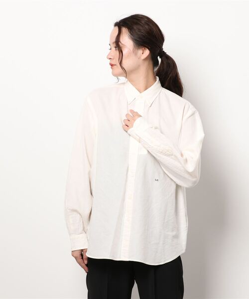 GYMPHLEX（ジムフレックス）の「Gymphlex | ワイドボタンダウンシャツ LOX WOMEN（シャツ/ブラウス・レディース・サックスブルー/アイボリー・14）」の9枚目の写真