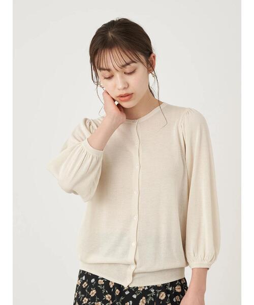 earth music&ecology（アースミュージックアンドエコロジー）の「ボリュームスリーブカーディガン ＊（カーディガン/ボレロ・レディース・ライトブラウン/アイボリー/ラベンダー/ブラック/ライトベージュ/ミント・FREE）」の8枚目の写真