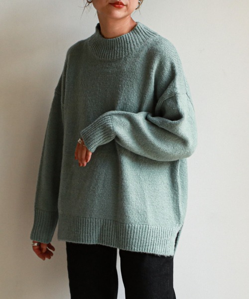 feepur（フェピュール）の「《ウォッシャブル》バックステッチモックネックニット（ニット/セーター・レディース・ブルー/ベージュ/オフホワイト/ブラック・MEDIUM）」の18枚目の写真