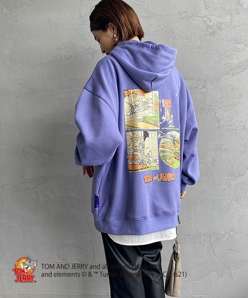 B ONE SOUL（ビーワンソウル）の「【WEB限定】[SEQUENCE BY B-ONE-SOUL/シークエンス] トムとジェリー コミックプリントプルオーバーパーカー（パーカー・レディース・チャコールグレー/パープル/オートミール・M/L/XL）」の3枚目の写真