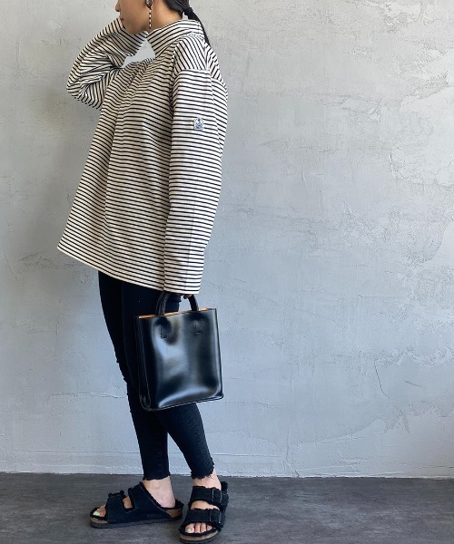 FIDELITY（フィデリティ）の「[FIDELITY/フィデリティ] 別注 モックネック ワイドシルエットTシャツ（Tシャツ/カットソー・レディース・ベージュ/オフホワイト/ホワイト系/ホワイト系1/ネイビー系/ネイビー系1・S/M/L）」の3枚目の写真