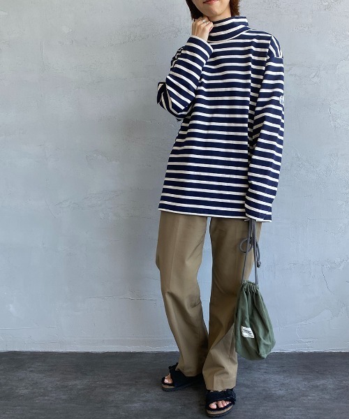 FIDELITY（フィデリティ）の「[FIDELITY/フィデリティ] 別注 モックネック ワイドシルエットTシャツ（Tシャツ/カットソー・レディース・ベージュ/オフホワイト/ホワイト系/ホワイト系1/ネイビー系/ネイビー系1・S/M/L）」の5枚目の写真