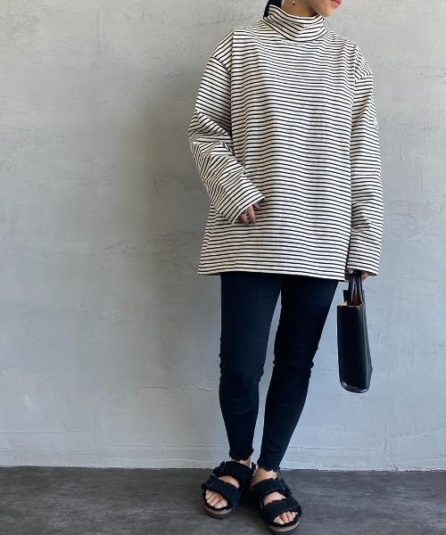 FIDELITY（フィデリティ）の「[FIDELITY/フィデリティ] 別注 モックネック ワイドシルエットTシャツ（Tシャツ/カットソー・レディース・ベージュ/オフホワイト/ホワイト系/ホワイト系1/ネイビー系/ネイビー系1・S/M/L）」の11枚目の写真