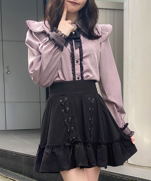 ROJITA（ロジータ）の「配色チュールフリル衿ブラウス（シャツ/ブラウス・レディース・パープル/ホワイト/ブラック・FREE）」の20枚目の写真