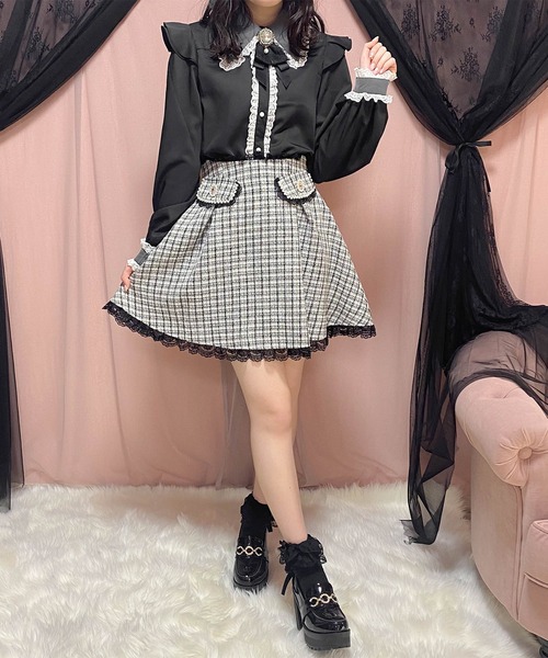 ROJITA（ロジータ）の「配色チュールフリル衿ブラウス（シャツ/ブラウス・レディース・パープル/ホワイト/ブラック・FREE）」の21枚目の写真