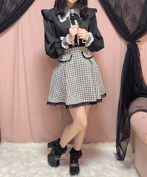 ROJITA（ロジータ）の「配色チュールフリル衿ブラウス（シャツ/ブラウス・レディース・パープル/ホワイト/ブラック・FREE）」の15枚目の写真