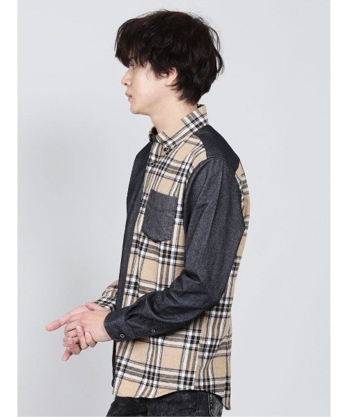 semantic design(セマンティックデザイン)の「セマンティックデザイン/semantic design 起毛チェック無地 クレイジーボタンダウン長袖シャツ(シャツ/ブラウス・メンズ・ベージュ/ブラック/ライトグレー・X-LARGE/MEDIUM/LARGE)」の11枚目の写真