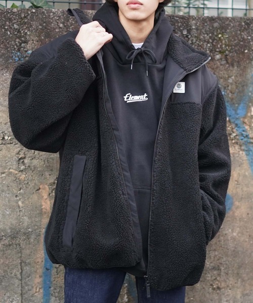 ELEMENT（エレメント）の「ELEMENT メンズ  BOA STAND JACKET ジャケット  【2021年秋冬モデル】/エレメントモコモコボアジャケット（ブルゾン・メンズ・ブラック/ベージュ・MEDIUM/LARGE/X-LARGE）」の2枚目の写真