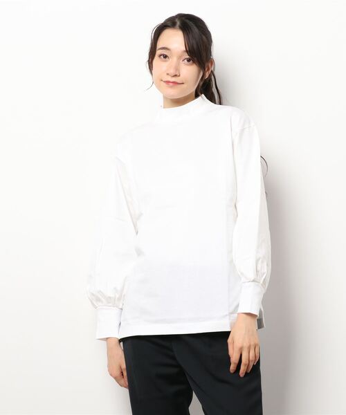 SLOBE IENA（スローブイエナ）の「【HYGGE/ヒュッゲ】パフスリーブトップス【洗濯機洗い可】◆（Tシャツ/カットソー・レディース・ホワイト/ブラック・FREE）」の4枚目の写真