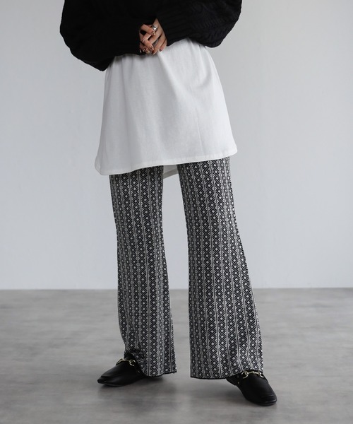 4youstory（フォーユーストーリー）の「ジャガードニットソフトフレアパンツ（その他パンツ・レディース・ブラック/ベージュ/オレンジ・FREE）」の18枚目の写真