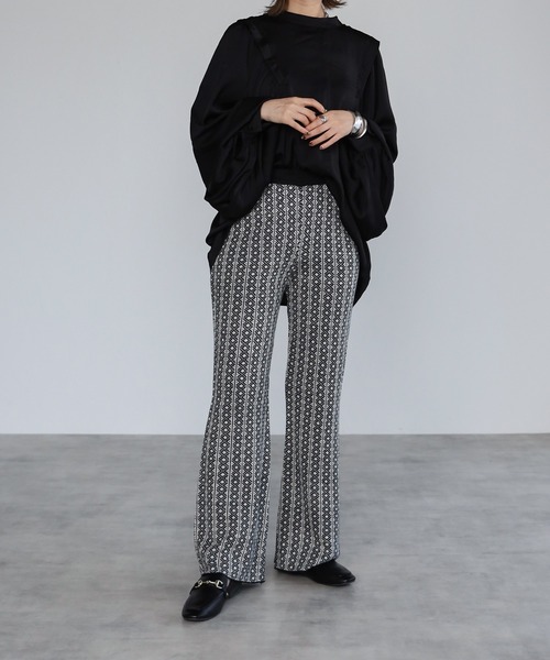 4youstory（フォーユーストーリー）の「ジャガードニットソフトフレアパンツ（その他パンツ・レディース・ブラック/ベージュ/オレンジ・FREE）」の11枚目の写真