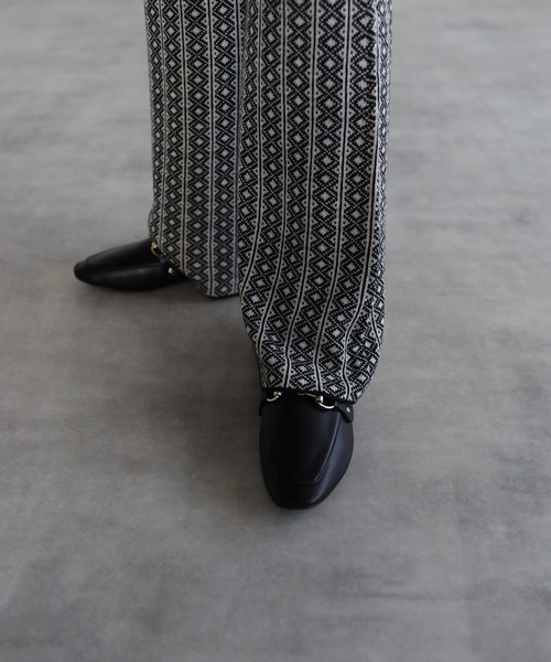 4youstory（フォーユーストーリー）の「ジャガードニットソフトフレアパンツ（その他パンツ・レディース・ブラック/ベージュ/オレンジ・FREE）」の7枚目の写真