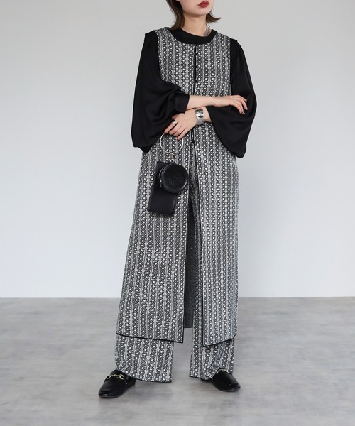 4youstory（フォーユーストーリー）の「ジャガードニットソフトフレアパンツ（その他パンツ・レディース・ブラック/ベージュ/オレンジ・FREE）」の21枚目の写真