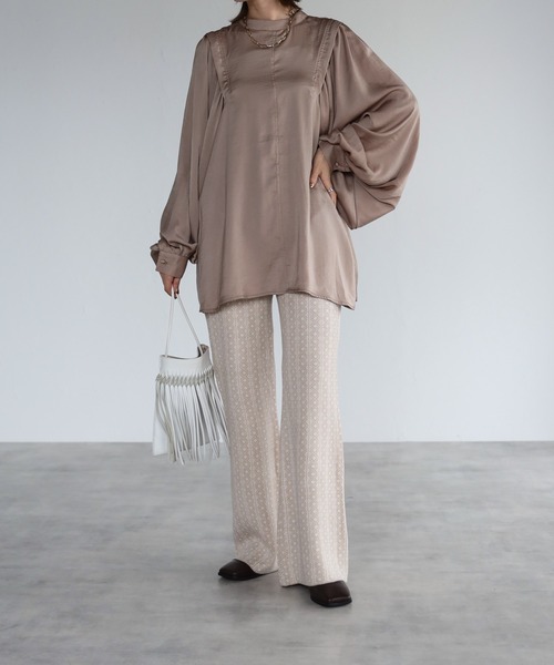 4youstory（フォーユーストーリー）の「ジャガードニットソフトフレアパンツ（その他パンツ・レディース・ブラック/ベージュ/オレンジ・FREE）」の10枚目の写真