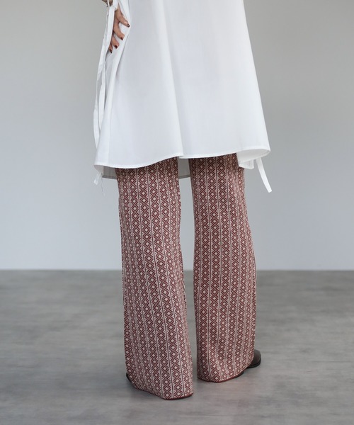 4youstory（フォーユーストーリー）の「ジャガードニットソフトフレアパンツ（その他パンツ・レディース・ブラック/ベージュ/オレンジ・FREE）」の6枚目の写真