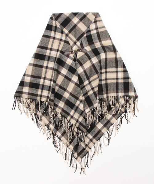 Samansa Mos2（サマンサ モスモス）の「ベルト付チェックマフラー（ベルト・レディース・ベージュ/ブラウン/レッド・ﾌﾘ-）」の5枚目の写真