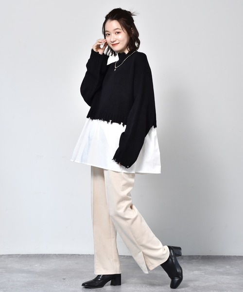 RETRO GIRL（レトロガール）の「ダメージドッキングニット（ニット/セーター・レディース・レッド/ダークグリーン/ライトグレー/ブラック・FREE）」の17枚目の写真