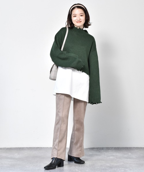 RETRO GIRL（レトロガール）の「ダメージドッキングニット（ニット/セーター・レディース・レッド/ダークグリーン/ライトグレー/ブラック・FREE）」の11枚目の写真