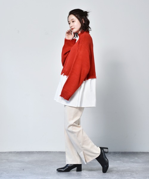 RETRO GIRL（レトロガール）の「ダメージドッキングニット（ニット/セーター・レディース・レッド/ダークグリーン/ライトグレー/ブラック・FREE）」の18枚目の写真