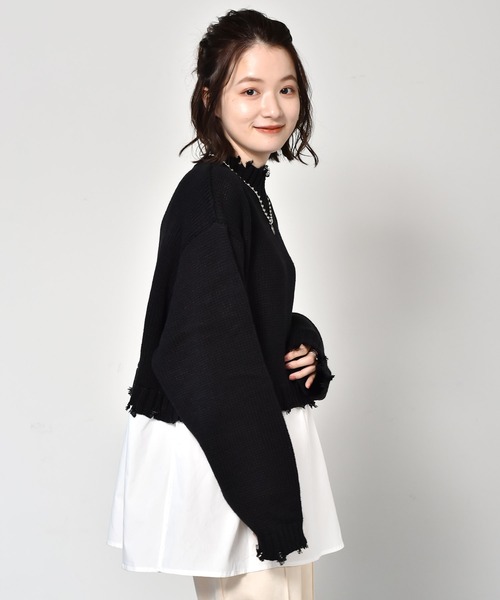 RETRO GIRL（レトロガール）の「ダメージドッキングニット（ニット/セーター・レディース・レッド/ダークグリーン/ライトグレー/ブラック・FREE）」の16枚目の写真