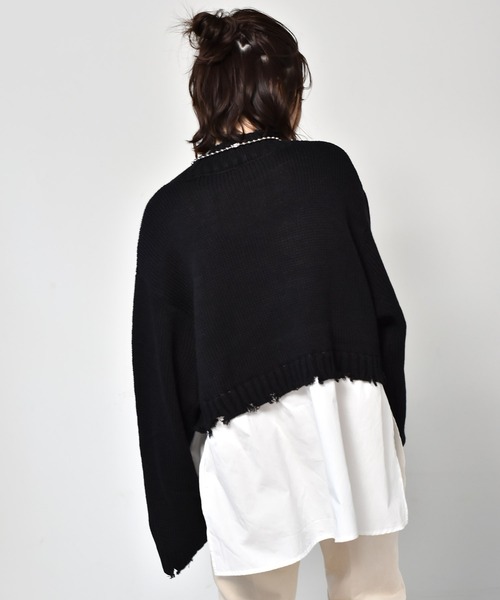 RETRO GIRL（レトロガール）の「ダメージドッキングニット（ニット/セーター・レディース・レッド/ダークグリーン/ライトグレー/ブラック・FREE）」の10枚目の写真