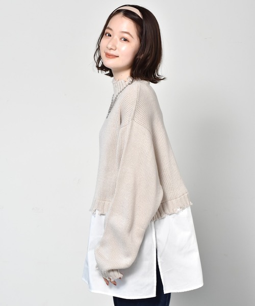 RETRO GIRL（レトロガール）の「ダメージドッキングニット（ニット/セーター・レディース・レッド/ダークグリーン/ライトグレー/ブラック・FREE）」の8枚目の写真