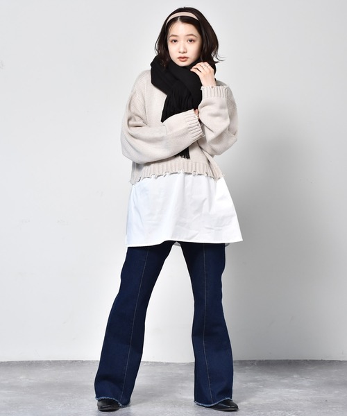 RETRO GIRL（レトロガール）の「ダメージドッキングニット（ニット/セーター・レディース・レッド/ダークグリーン/ライトグレー/ブラック・FREE）」の20枚目の写真