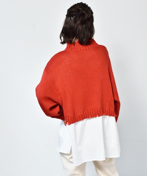 RETRO GIRL（レトロガール）の「ダメージドッキングニット（ニット/セーター・レディース・レッド/ダークグリーン/ライトグレー/ブラック・FREE）」の19枚目の写真