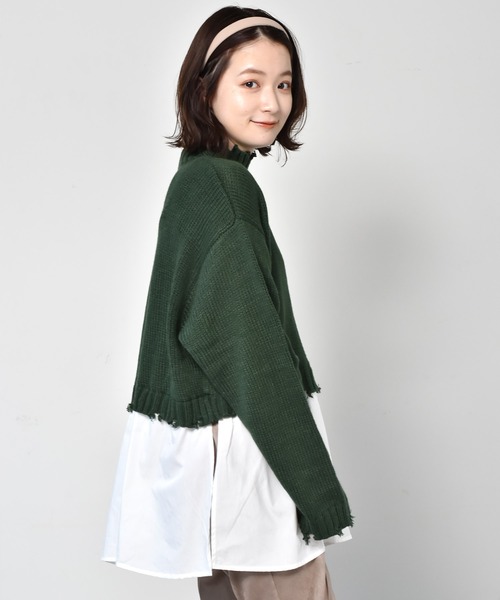 RETRO GIRL（レトロガール）の「ダメージドッキングニット（ニット/セーター・レディース・レッド/ダークグリーン/ライトグレー/ブラック・FREE）」の14枚目の写真