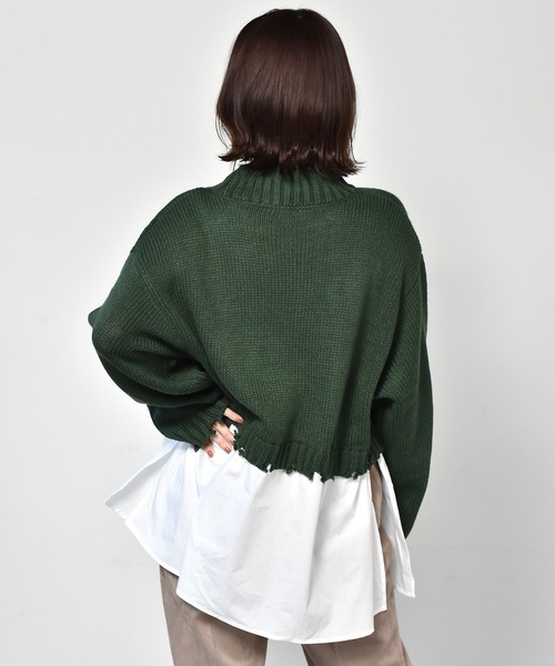 RETRO GIRL（レトロガール）の「ダメージドッキングニット（ニット/セーター・レディース・レッド/ダークグリーン/ライトグレー/ブラック・FREE）」の12枚目の写真