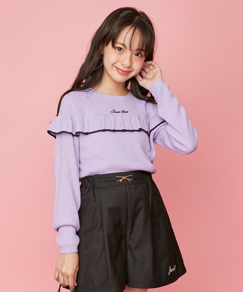 JENNI love(ジェニィラブ)の「ウォッシャブルフリルニット(ニット/セーター・キッズ・ブラウン/ブラック/ラベンダー・130cm/140cm/150cm/160cm)」の3枚目の写真