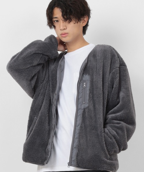 make a ray!（メイク ア レイ！）の「シェルパフリース ジップアップ カーディガン/ジップアップ ジャケット（ブルゾン・メンズ・ブラック/ベージュ/グレー/アイボリー・M/L/XL）」の21枚目の写真