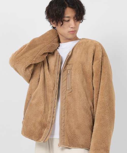 make a ray!（メイク ア レイ！）の「シェルパフリース ジップアップ カーディガン/ジップアップ ジャケット（ブルゾン・メンズ・ブラック/ベージュ/グレー/アイボリー・M/L/XL）」の20枚目の写真