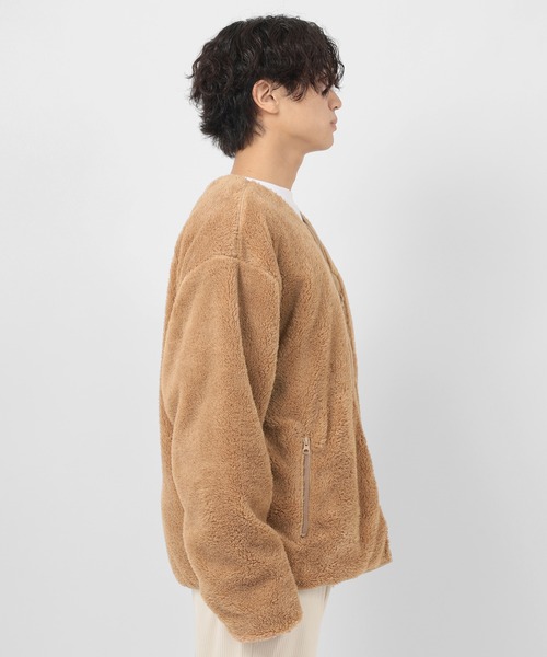 make a ray!（メイク ア レイ！）の「シェルパフリース ジップアップ カーディガン/ジップアップ ジャケット（ブルゾン・メンズ・ブラック/ベージュ/グレー/アイボリー・M/L/XL）」の19枚目の写真