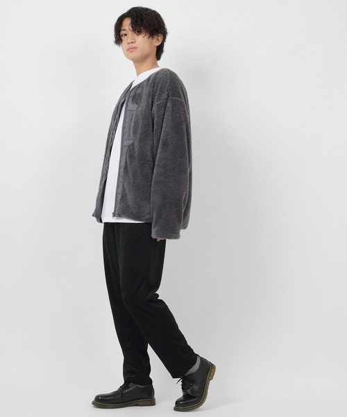 make a ray!（メイク ア レイ！）の「シェルパフリース ジップアップ カーディガン/ジップアップ ジャケット（ブルゾン・メンズ・ブラック/ベージュ/グレー/アイボリー・M/L/XL）」の15枚目の写真