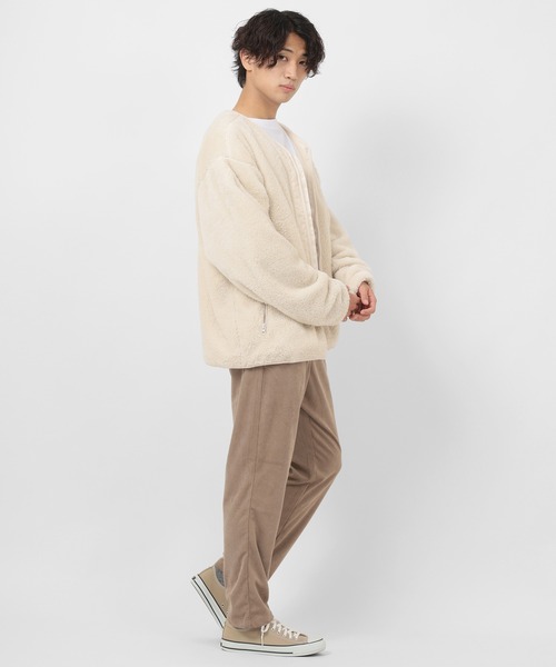 make a ray!（メイク ア レイ！）の「シェルパフリース ジップアップ カーディガン/ジップアップ ジャケット（ブルゾン・メンズ・ブラック/ベージュ/グレー/アイボリー・M/L/XL）」の13枚目の写真