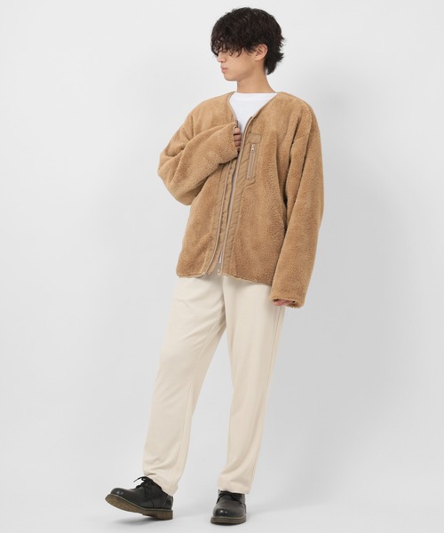 make a ray!（メイク ア レイ！）の「シェルパフリース ジップアップ カーディガン/ジップアップ ジャケット（ブルゾン・メンズ・ブラック/ベージュ/グレー/アイボリー・M/L/XL）」の16枚目の写真