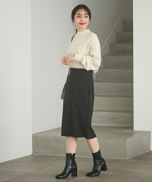 VIS（ビス）の「【HOT BEAUTY STRETCH】暖かく動きやすいタイトスカート（スカート・レディース・ブラック/オフホワイト/サックスブルー/ライトグレー・M/S）」の9枚目の写真