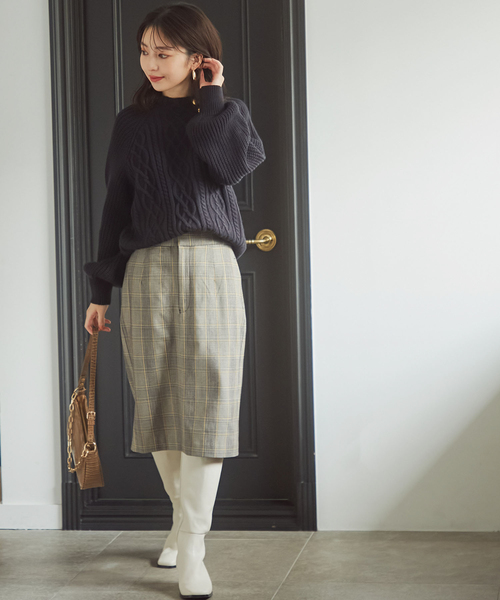 VIS（ビス）の「【HOT BEAUTY STRETCH】暖かく動きやすいタイトスカート（スカート・レディース・ブラック/オフホワイト/サックスブルー/ライトグレー・M/S）」の12枚目の写真