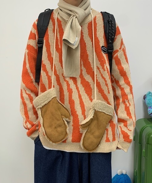 ゼブラ柄ワンポイントプルオーバーニット（ニット/セーター）｜MGV