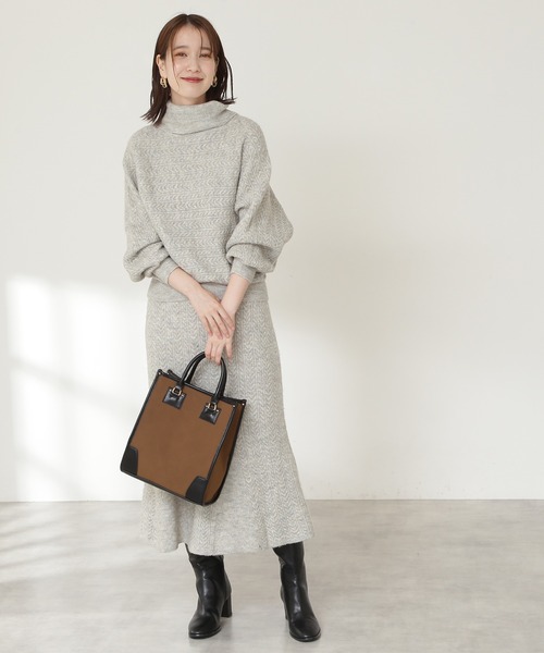 N.（N. Natural Beauty Basic）（エヌエヌナチュラルビューティーベーシック）の「◆バイカラースクエアトートバッグ（トートバッグ・レディース・グレー系その他/ブラウン系その他・ﾌﾘ-）」の5枚目の写真