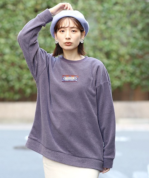 チチカカ（チチカカ）の「ブークレ裏起毛テープロゴプルオーバー（スウェット・レディース・パープル/ライム/ブラック・FREE）」の3枚目の写真