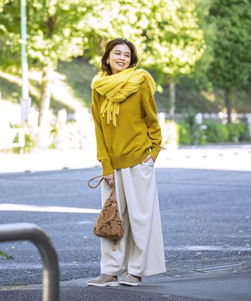 studio CLIP（スタディオクリップ）の「太フリンジストール（ストール/ショール・レディース・パープル/イエロー/グリーン/オフホワイト・FREE）」の16枚目の写真