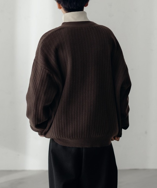 epnok（エプノック）の「リブニットルーズカーディガン【SET-UP】（カーディガン/ボレロ・メンズ・グレイッシュベージュ/ブラック/ダークブラウン・MEDIUM/LARGE）」の17枚目の写真