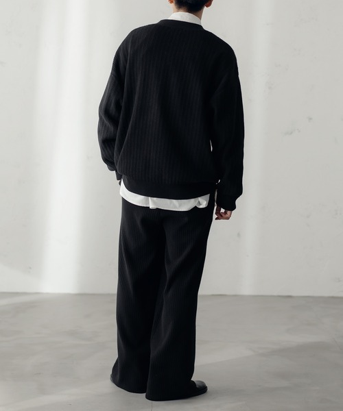 epnok（エプノック）の「リブニットルーズカーディガン【SET-UP】（カーディガン/ボレロ・メンズ・グレイッシュベージュ/ブラック/ダークブラウン・MEDIUM/LARGE）」の4枚目の写真