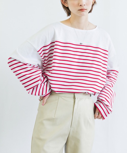 select MOCA（セレクトモカ）の「バスクボーダービッグプルオーバー（Tシャツ/カットソー・レディース・ブラック/レッド/ブルー/グリーン・FREE）」の22枚目の写真