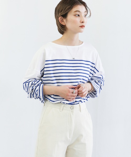 select MOCA（セレクトモカ）の「バスクボーダービッグプルオーバー（Tシャツ/カットソー・レディース・ブラック/レッド/ブルー/グリーン・FREE）」の13枚目の写真