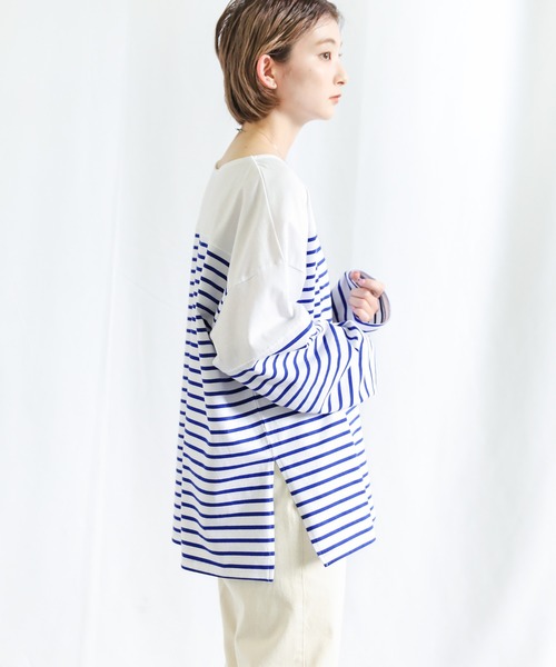 select MOCA（セレクトモカ）の「バスクボーダービッグプルオーバー（Tシャツ/カットソー・レディース・ブラック/レッド/ブルー/グリーン・FREE）」の11枚目の写真