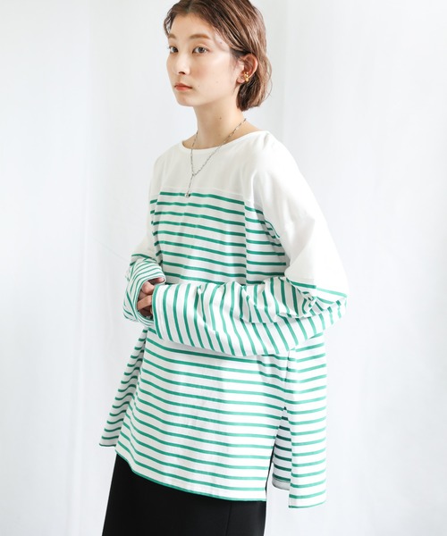 select MOCA（セレクトモカ）の「バスクボーダービッグプルオーバー（Tシャツ/カットソー・レディース・ブラック/レッド/ブルー/グリーン・FREE）」の16枚目の写真